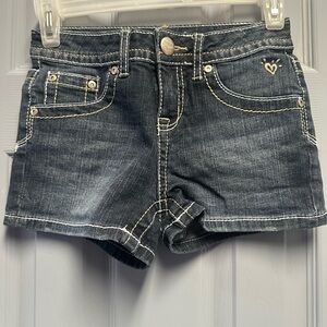 Justice Dark Denim Shorts with Embroidered Detail
